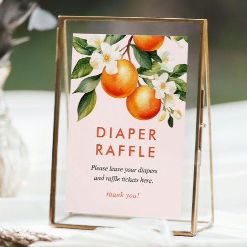 Diaper Raffle Little Cutie Orange Baby Shower Sign