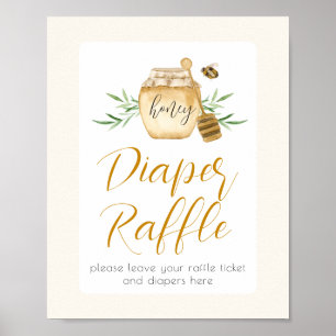 Diaper Raffle Little Honey Bee Baby Shower Table Poster