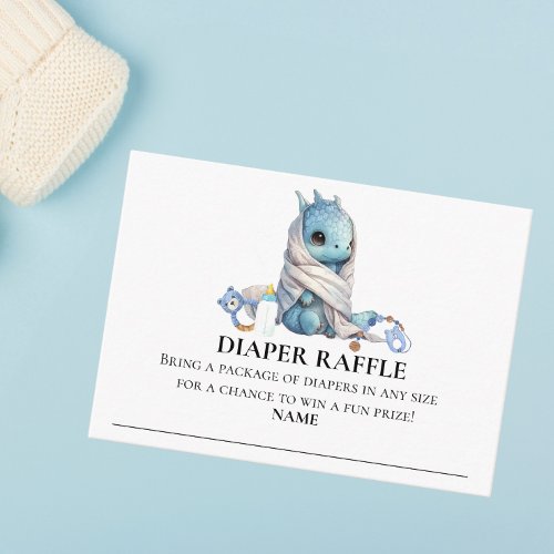 Diaper Raffle Little Knight Dragon Blue Enclosure Card