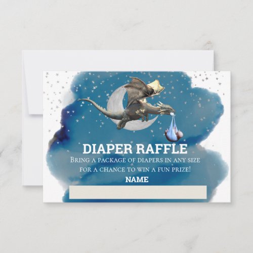 Diaper Raffle Little Knight Dragon Silver Star Invitation