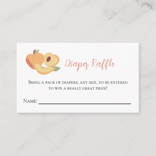 Diaper Raffle Little Peach Baby Shower Cute game Enclosure Card