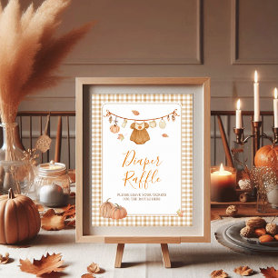 Diaper Raffle Little Pumpkin Girl Baby Shower Poster