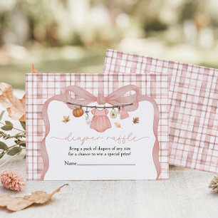 Diaper Raffle Little Pumpkin Girl Fall Baby Shower Enclosure Card