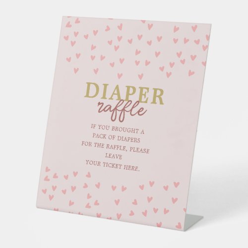 Diaper Raffle Little Sweetheart Girl Pink Hearts Pedestal Sign