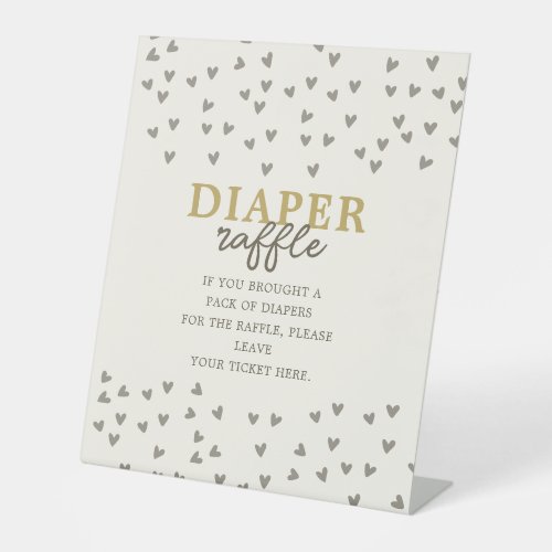 Diaper Raffle Little Sweetheart Neutral Hearts Pedestal Sign