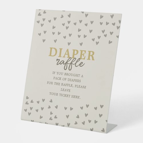 Diaper Raffle Little Sweetheart Neutral Hearts Pedestal Sign