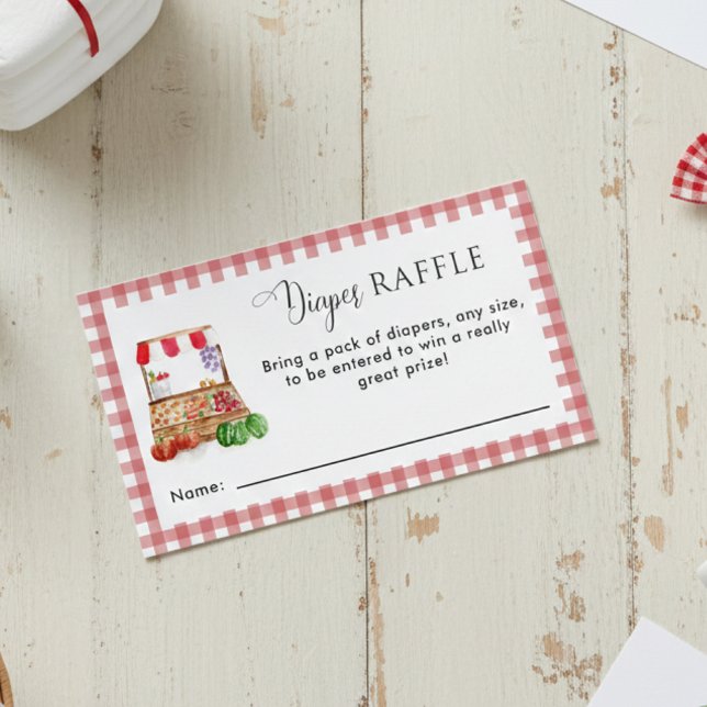 Diaper Raffle Locally Grown Baby Shower Gingham Enclosure Card (Creator Uploaded)
