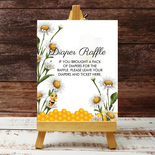 Diaper Raffle Mama To Bee Honeycomb White Daisy Poster