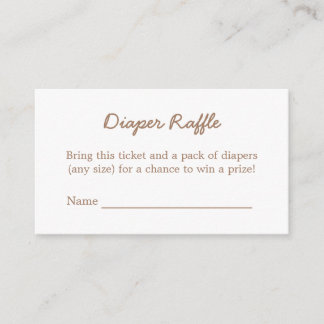 Diaper Raffle Minimalist Gentle Brown Enclosure Card