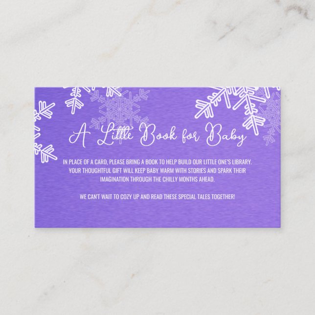 Diaper Raffle Minimalist Indigo Snowflake Pattern  Enclosure Card (Front)