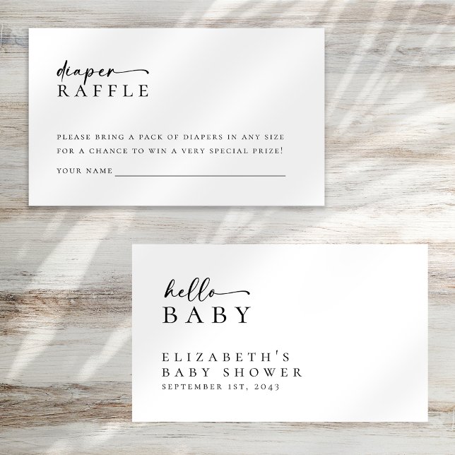 Diaper Raffle Minimalist Script Baby Shower Enclosure Card (Creator Uploaded)