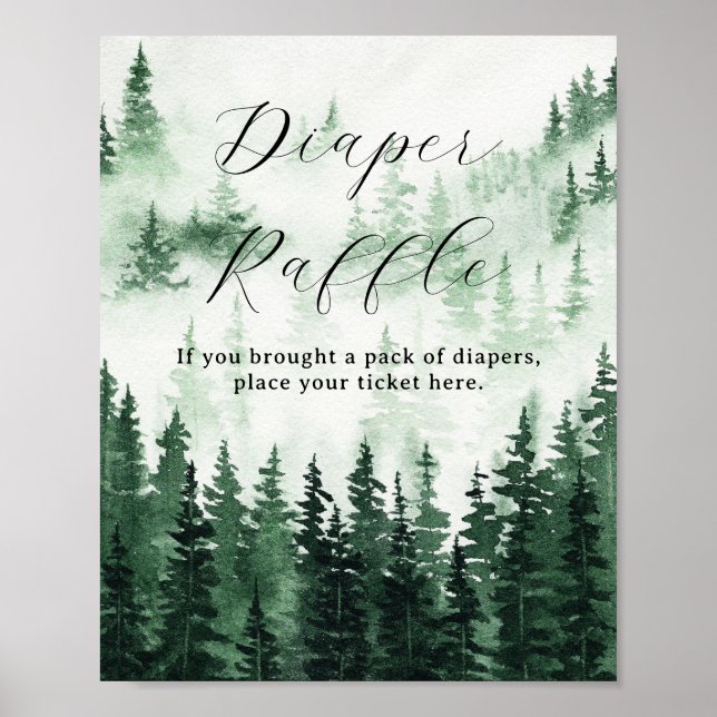 Diaper Raffle Misty Forest Baby Shower Poster (Front)