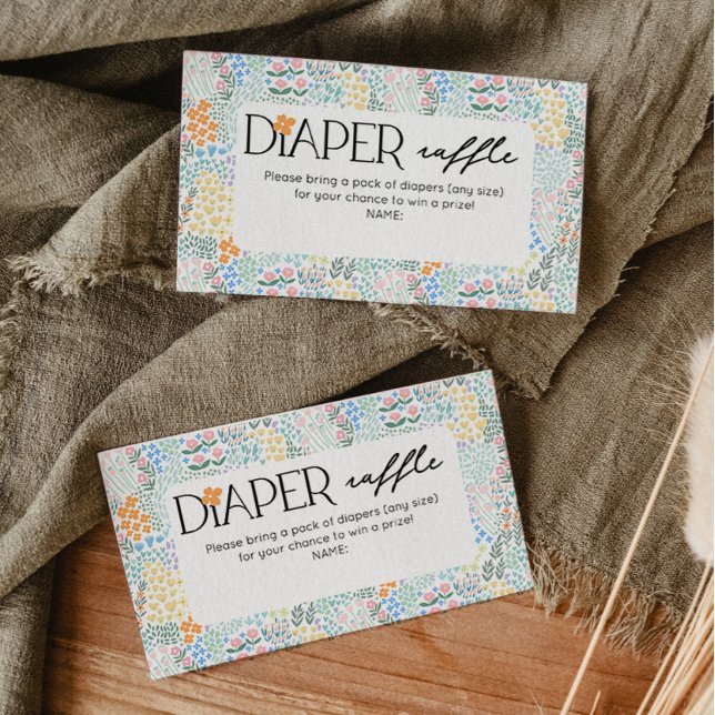 Diaper Raffle Modern Floral Baby Shower Enclosure Card (Creator Uploaded)