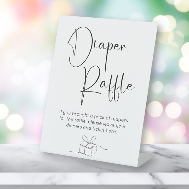 Diaper Raffle Modern Script Baby Shower Pedestal Sign (Creator Uploaded)