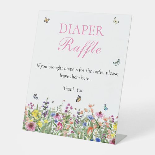 Diaper Raffle  Modern Summer Wildflowers  Pedestal Sign