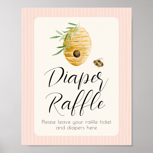 Diaper Raffle Mommy To Bee Girl Baby Shower Sign (Front)