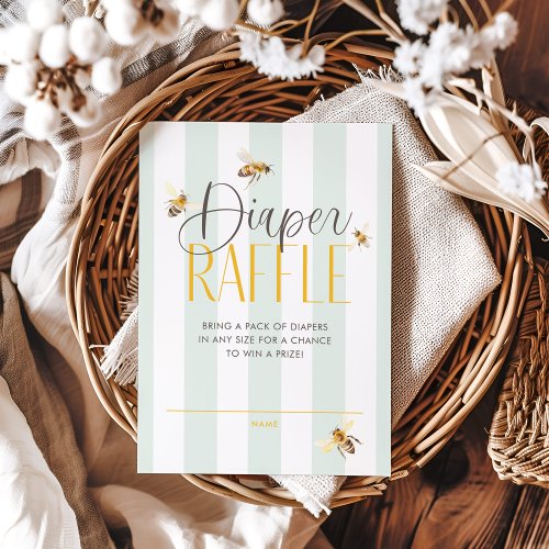 Diaper Raffle Mommy to Bee Neutral Baby Shower Enclosure Card