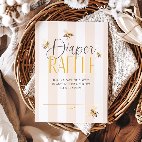 Diaper Raffle Mommy to Bee Neutral Baby Shower Enclosure Card