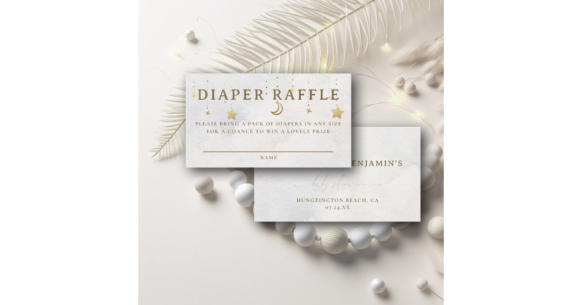 Diaper Raffle Moon Mobile Twinkle Baby Shower Enclosure Card | Zazzle