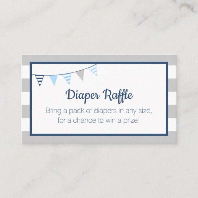 Diaper Raffle Nautical Ahoy Boy Blue Baby Shower Enclosure Card (Front)