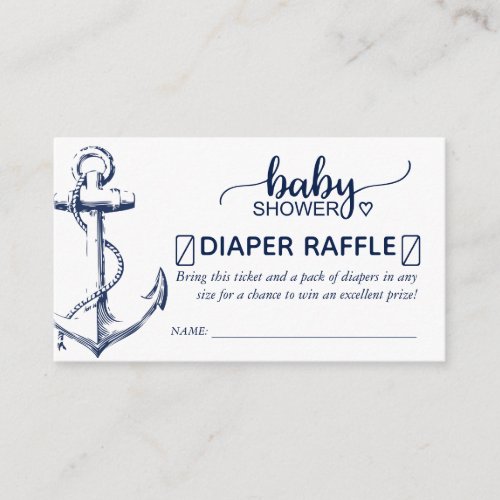 Diaper Raffle Nautical Anchor Navy Blue Enclosure Card - Celebrate a soon to be a new mom with this navy blue nautical anchor diaper raffle.