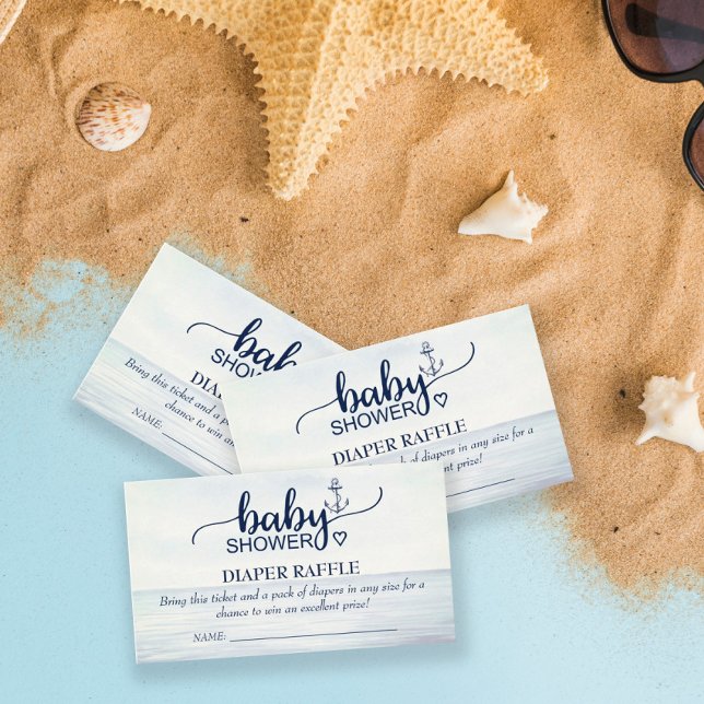 Diaper Raffle Nautical Ocean Watercolor Enclosure Card (Creator Uploaded)