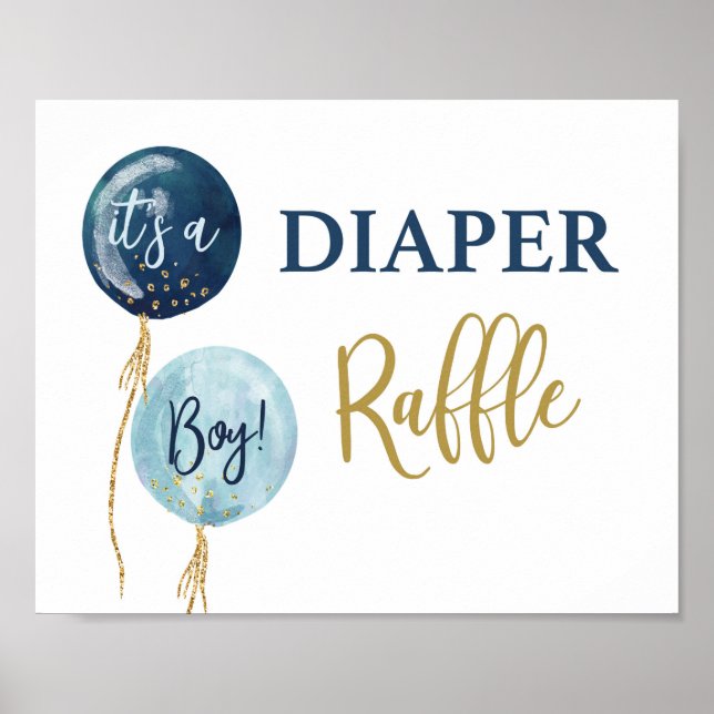 Diaper Raffle navy blue baby shower boy Poster (Front)