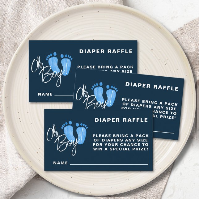 Diaper Raffle Navy Blue Baby Shower Enclosure Card (Creator Uploaded)