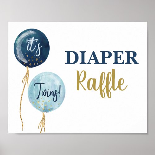 Diaper Raffle navy blue twin boys sign