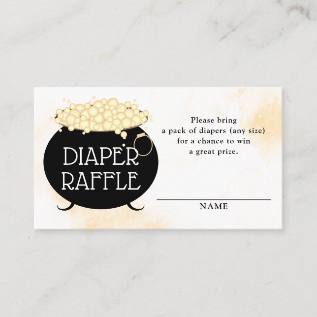 Diaper Raffle Neutral Brew Halloween Baby Shower Enclosure Card (Front)
