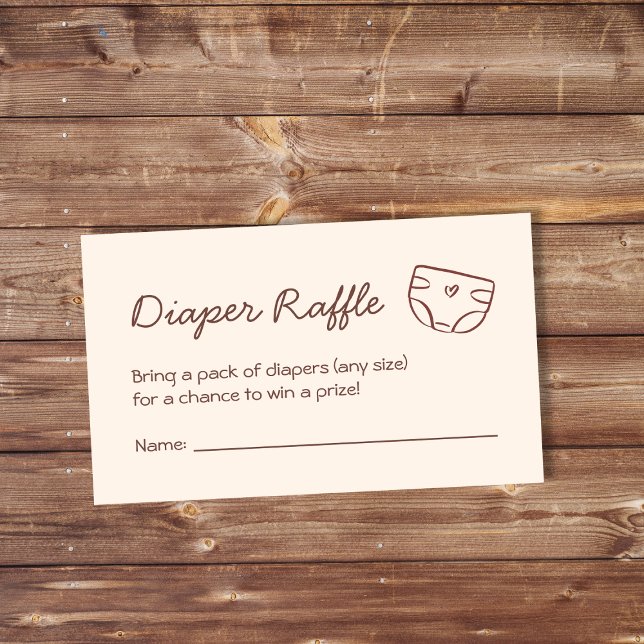 Diaper Raffle Neutral Brown Baby Shower Enclosure Card (Diaper Raffle Neutral Brown Baby Shower Enclosure Card)
