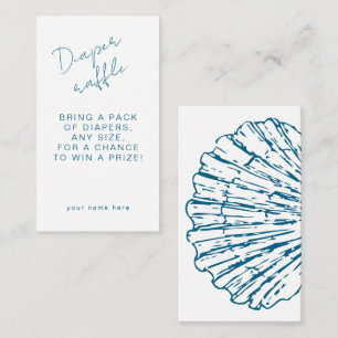 Diaper Raffle Ocean Blue Scallop Baby Boy Shower Enclosure Card