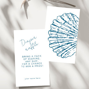 Diaper Raffle Ocean Blue Scallop Baby Boy Shower Enclosure Card
