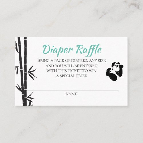 Diaper Raffle Panda Bear Baby Shower Business Card