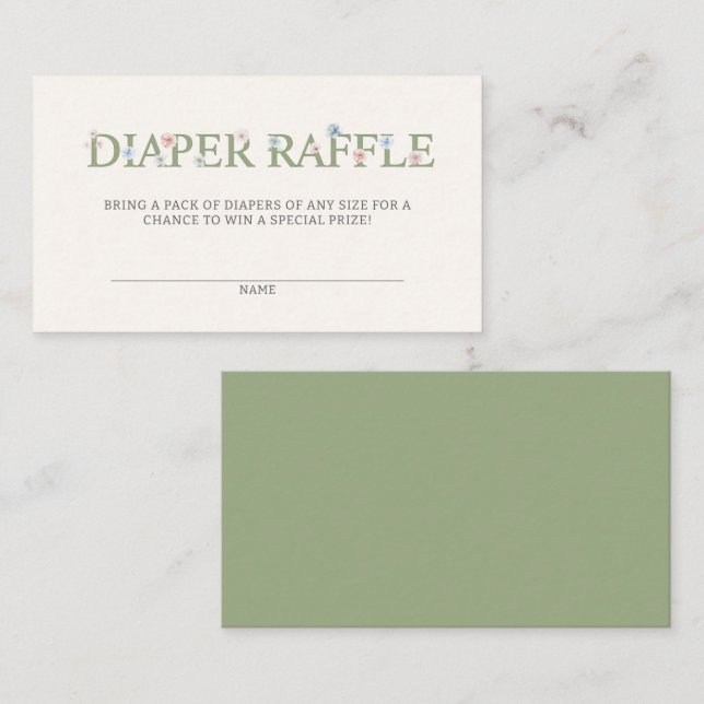 Diaper Raffle Pastel Pink Blue Floral Enclosure Card (Front/Back)