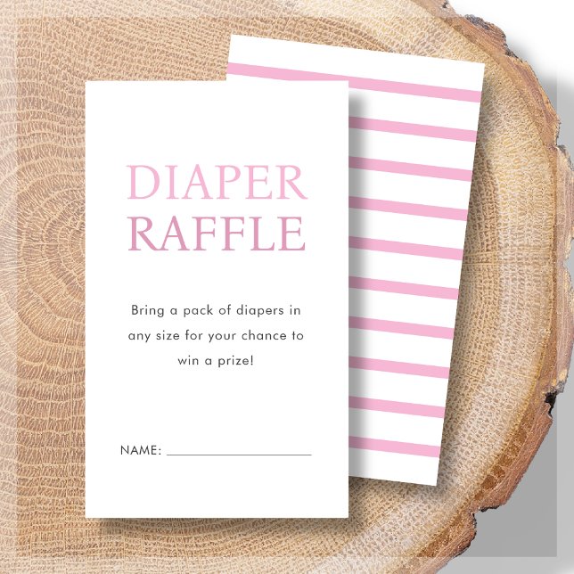 Diaper Raffle | Pink Baby Shower  Enclosure Card (Creator Uploaded)