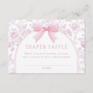 Diaper Raffle Pink Bow Baby Shower Enclosure Card