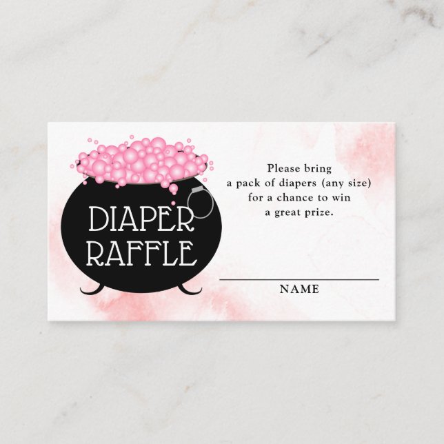 Diaper Raffle Pink Brew Halloween Baby Shower  Enclosure Card (Front)