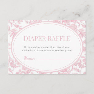 Diaper Raffle Pink Chinoiserie Toile Baby Shower Enclosure Card