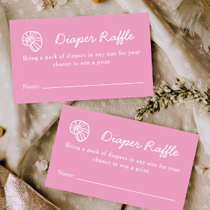 Diaper Raffle Pink Coastal Beach Baby Shower Enclosure Card