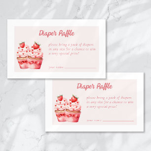 Diaper Raffle Pink Cupcake Twin Baby Shower Enclosure Card