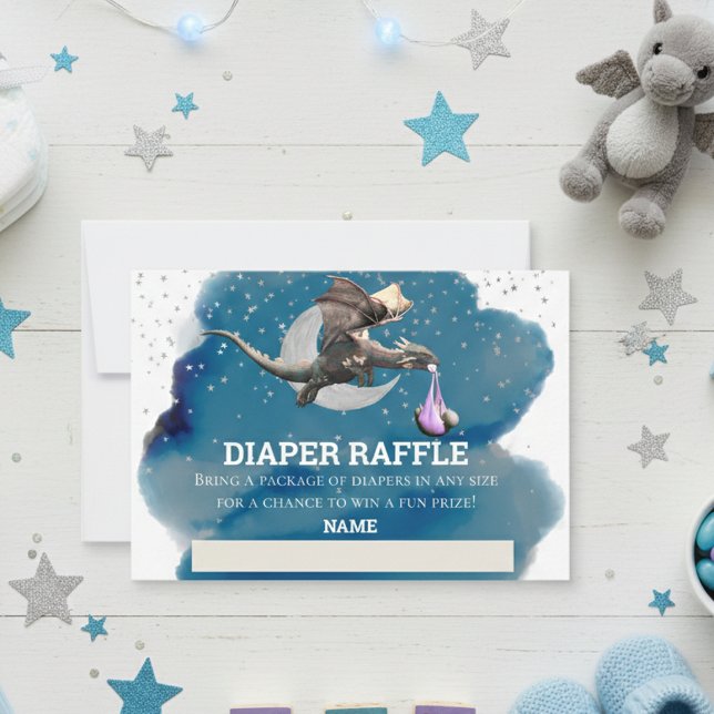 Diaper Raffle Pink  Dragon Silver Star Invitation (Creator Uploaded)