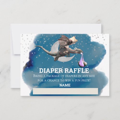Diaper Raffle Pink  Dragon Silver Star Invitation