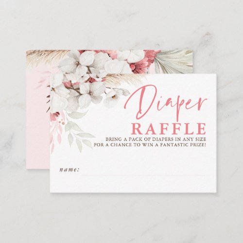 Diaper Raffle Pink Floral Baby Shower  Enclosure Card