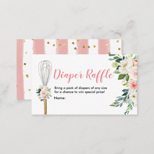 Diaper Raffle Pink Floral Soon to be Whisked Away Enclosure Card