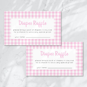 Diaper Raffle Pink Gingham Baby Shower Enclosure Card