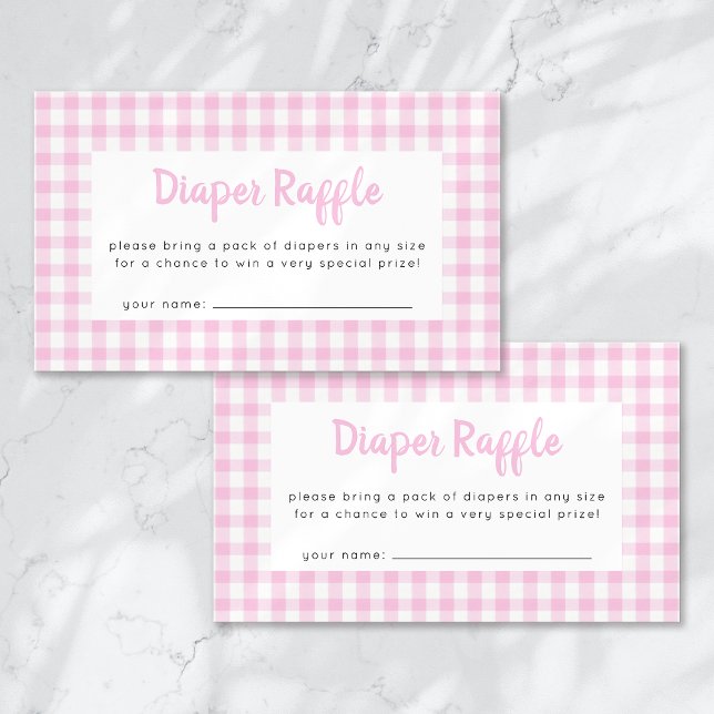 Diaper Raffle Pink Gingham Baby Shower Enclosure Card (Creator Uploaded)