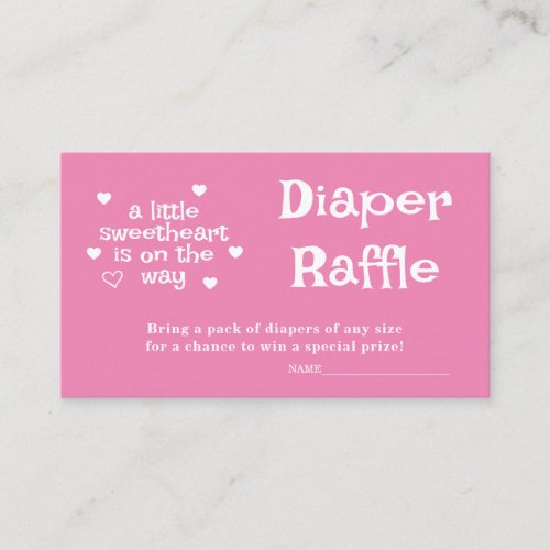 Diaper Raffle Pink Girl Baby Shower Card