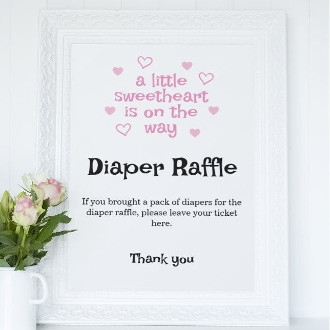 Diaper Raffle Pink Girl Baby Shower Sign (Creator Uploaded)