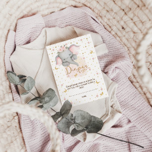 Diaper Raffle Pink Gold Floral Elephant Enclosure Card
